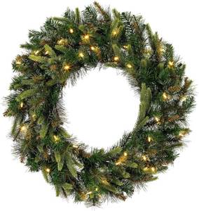 lot 204 image: Vickerman 42 Cashmere Pine Artificial Wreath - 150 Warm White LED Lights with PVC Needles - A118343LED