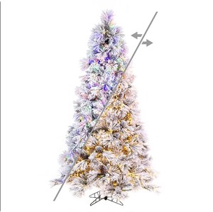 lot 177 image: Vickerman 6.5-ft Pine Pre-lit Flocked White Artificial Christmas Tree with White or Multi-Colored LED Lights - K171168LEDCC
