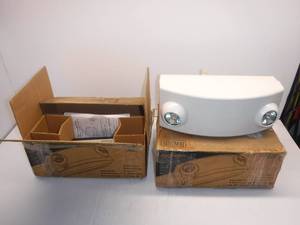 lot 26 image: Vintage Duel Lite Two Headed Emergency Lighting Unit  Approximately Two Boxes 