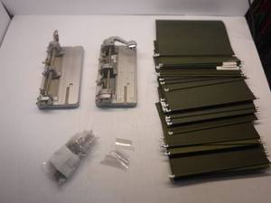 lot 32 image: 2 Vintage Wilson Jones Hummer Heavy Duty Punch With Approximately 50 Hanging Files & Plastic Tabs