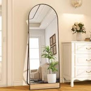 lot 31 image: XRAMFY 21 in. W x 64 in. H Arched Black Aluminum Alloy Framed Full Length Mirror Standing Floor Mirror Customer Returns See Pictures