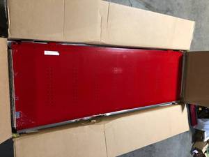 lot 36 image: Husky Ready-to-Assemble 24-Gauge Steel Freestanding Garage Cabinet in Red (48 in. W x 72 in. H x 18.3 in. D) Damaged    Customer Returns See Pictures
