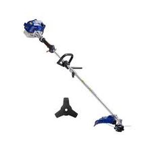lot 44 image: WILD BADGER POWER 26 cc 2-Stroke 2-in-1 Gas Full Crank Straight Shaft Grass Trimmer with Brush Cutter Blade and Bonus Harness Customer Returns See Pictures