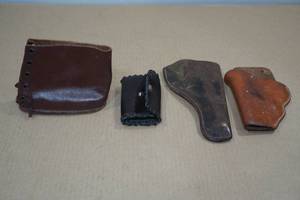 lot 100 image: Assorted Leather -Holsters, Ammo Case