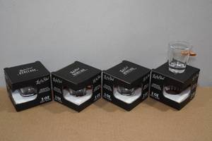 lot 141 image: 4 Lucky Shot 2oz Shot Glasses with Embedded Bullets