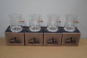 lot 144 image: 4 Lucky Shot 10oz Whiskey Glasses with Embedded Bullets