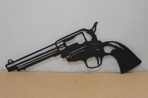 lot 153 image: Laser Cut Steel Old West Revolver Wall Dcor