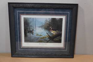 lot 169 image: Les C Kouba Framed Print Wood Duck Pond - 2782500