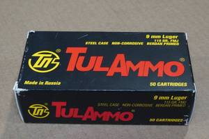 lot 203 image: 50 TulAmmo 9mm Luger 115 Gr FMJ Steel Case Ammo