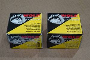 lot 268 image: 40 Wolf 7.62 x 39mm 123 Gr FMJ Steel Case Ammo