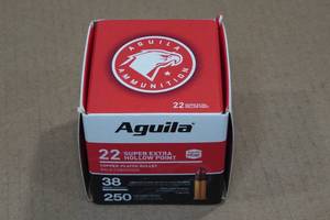 lot 269 image: 250 Aguila .22 LR 38 Gr Copper Plated HP Ammo