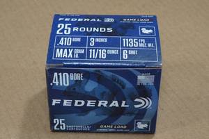 lot 278 image: 25 Federal Game Load .410 Bore 3 6 Shot Shotshells
