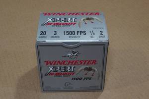 lot 288 image: 25 Winchester Xpert 20 Gauge 3 Steel 2 Shot Shotshells