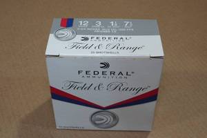 lot 301 image: 25 Federal Field & Range 12 Gauge 2-34 7-12 Shot Shotshells