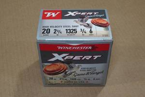 lot 326 image: 25 Winchester Xpert 20 Gauge 2-34 Steel 6 Shot Shotshells
