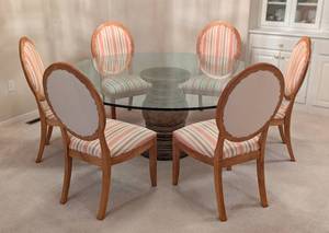lot 1 image: Gorgeous Glass Topped Dining Room Set