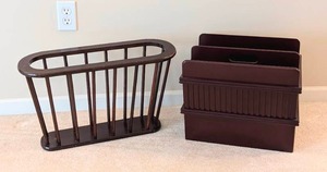 lot 93 image: Pair of Mahogany Wood Magazine Racks