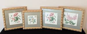 lot 91 image: Gold Framed Floral Prints
