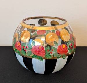 lot 49 image: MacKenzie Childs Small Painted Glass Bowl