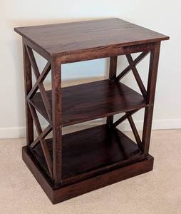 lot 44 image: Mahogany Three Tiered Wood Side Table