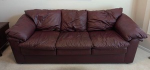 lot 39A image: Burgundy Leather Sofa