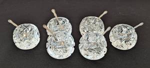 lot 36 image: Crystal Salt Cellars and Sterling Silver Spoons