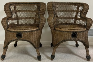 lot 11 image: Pair of Beautiful Pier 1 Rattan Chairs