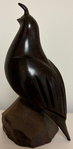 lot 59 image: Dark Brown Wood Quail Sculpture