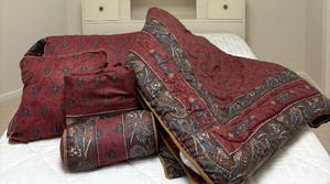 lot 63 image: Bedding Including Queen Comforter, Throw Pillows, Shams and Bed Skirt by Rex Imperial