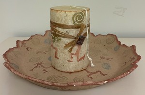 lot 66 image: Beautiful Handcrafted Plate and Candle by Salsa Style Art Studio