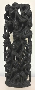 lot 79 image: Vintage African Ebony Wood Family Tree Carved Sculpture
