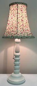 lot 121 image: Whimsical White Base Table Lamp with Floral Light Shade