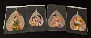 lot 107 image: Painted Pipal Leaves from India
