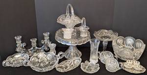 lot 109 image: Vintage CutPressed Glassware