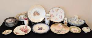 lot 114 image: Vintage Painted Porcelain Dishes and Vases