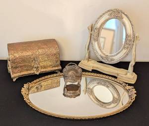 lot 115 image: Vintage Vanity Tray and Trinket Boxes