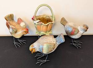 lot 118A image: Decorative Ceramic Birds and Basket