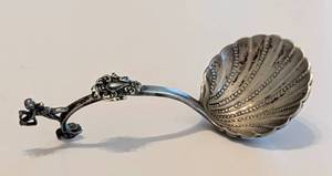 lot 83A image: Antique Sterling Silver Cream Spoon with Figural Handle