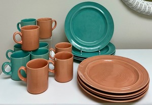 lot 150 image: Fiesta Style Cups and Plates from Pier One Imports