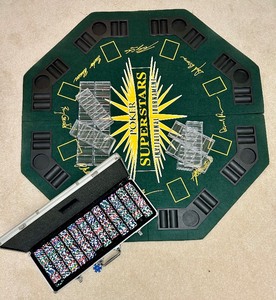 lot 159 image: Portable Poker Mat with Chips