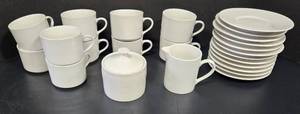 lot 60 image: ONEIDA Majesticware SUNRISE Cups & Saucers  Cream & Sugar