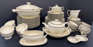 lot 182 image: Porcelain Dishes by PMR Bavaria Jaeger Co. Germany US Zone Simple Patterned Edge