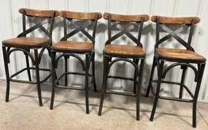 lot 88 image: Classic Home POWELL Counter Stool Chairs Metal & Wood - Qty 4