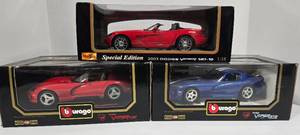 lot 95 image: 2 Burago & 1 Maisto DODGE VIPER Diecast Model Cars in Box