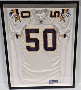 lot 5 image: Framed MINNESOTA VIKINGS Jersey w Multiple Players Signatures 