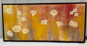 lot 104 image: Framed Modern Abstract Print On Canvas Oil Painting Look A-like Flowers Design