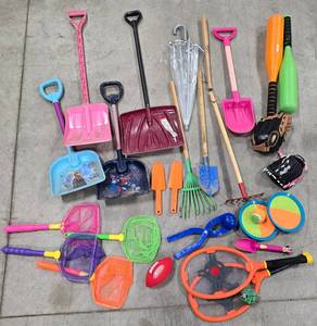 lot 212 image: Huge Lot of Outdoor Kid Tools & Toys - Summer & Winter
