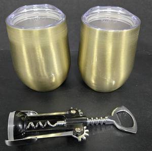 lot 260 image: 2 SWIG Wine Tumblers & Wine Opener