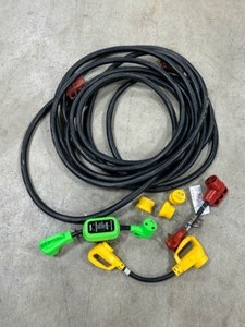 lot 223 image: 30ft Black Heavy Duty 60 Amp RV Extension Cord For RV Trailer  Campers & Adapters
