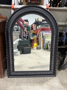 lot 225 image: Large Mirror Black Wooden Frame Home Dcor 26 x 37